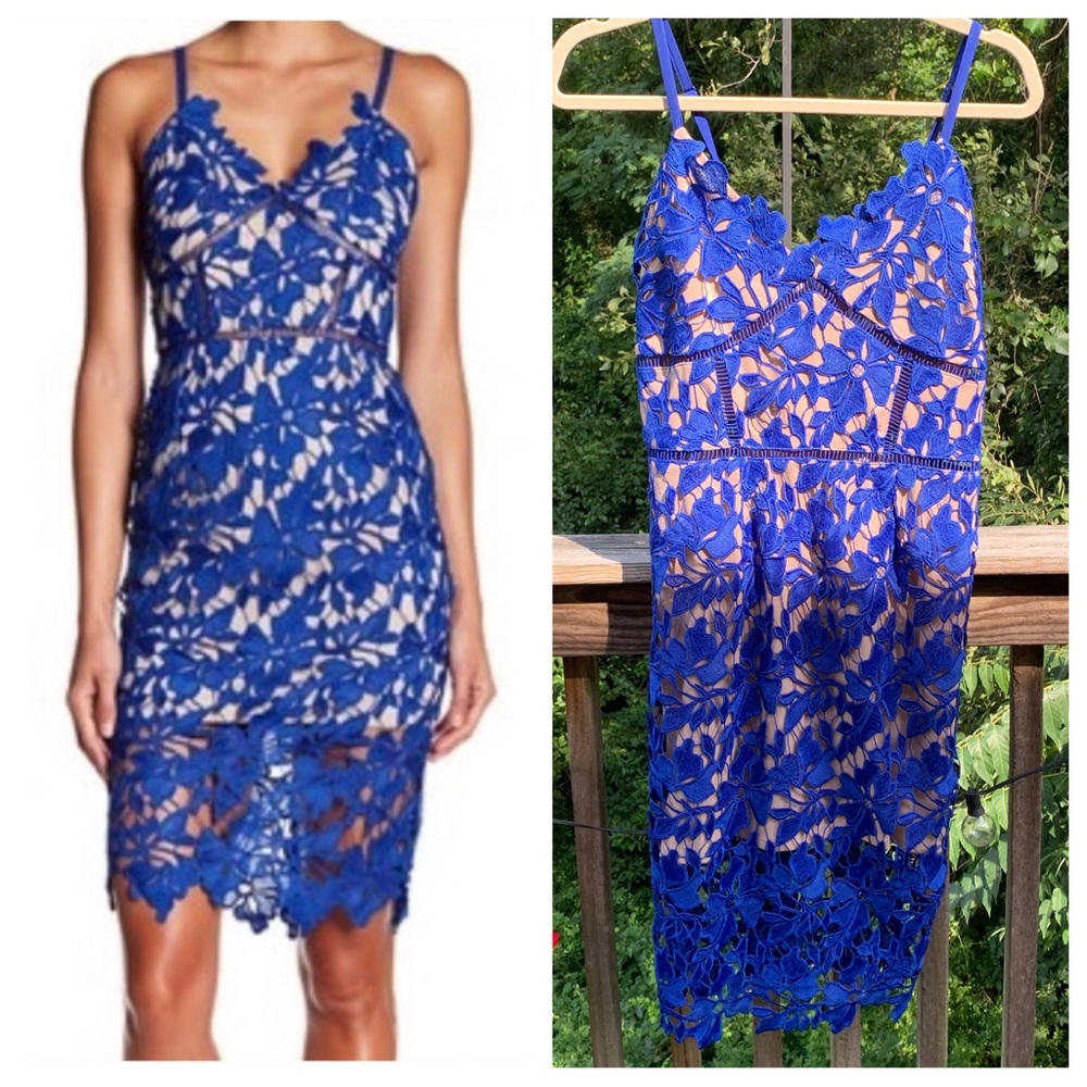 nwt LOVE ADY | Royal Blue Embroidered Midi Dress | Large